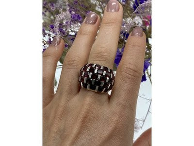 925 Sterling Silver Garnet Ring Size 8