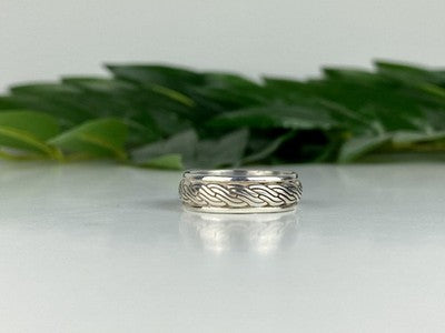 Men'S 925 Sterling Silver Band Ring Size 12.5