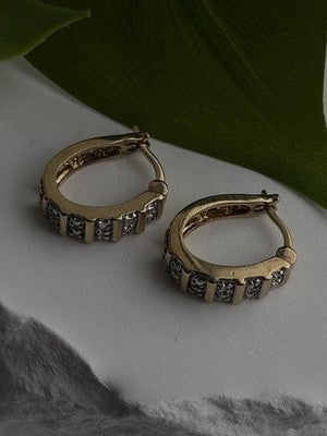 Retro Channel 925 Sterling Silver Gold Plated Elegant Hoop Earrings