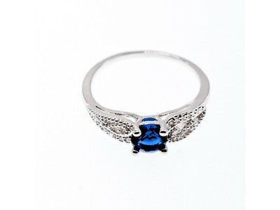 925 Sterling Silver Blue & White CZ Ring Size 7