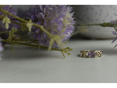 925 Sterling Silver Purple Tourmaline Ring Size 6.5