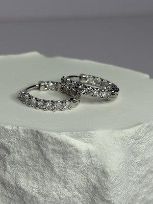 925 Sterling Silver CZ Earrings Length 0.7 Inch