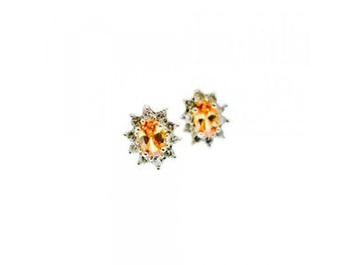 925 Sterling Silver Citrine & CZ "Spring Flowers" Earrings