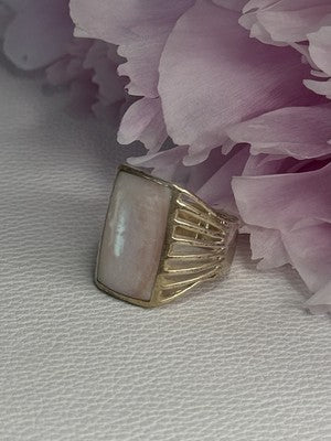 925 Sterling Silver Pink Abalone Ring Size 7.5