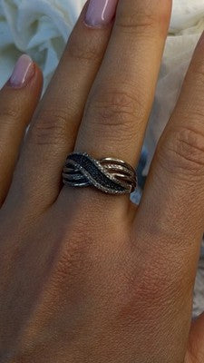 Elegant 925 Sterling Silver Infinity Tiny Diamonds Ring Size 8