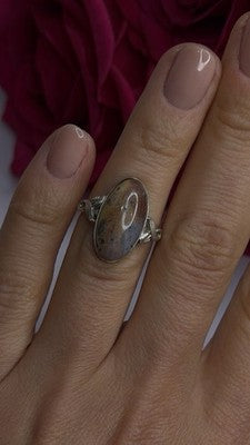 Vintage 925 Sterling Silver Moss Agate Ring Size 4.5