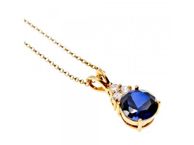 925 Sterling Silver Gold Plated Spinel & CZ Chain With Pendant