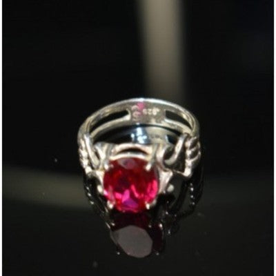 925 Sterling Silver Pink Topaz Ring Size 7