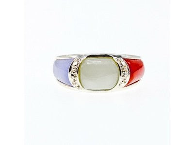 925 Sterling Silver Multicolor Nephrite Ring Size 11.75
