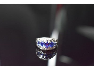 925 Sterling Silver Blue Topaz Ring Size 7.5