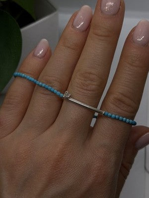 Adjustable 925 Sterling Silver Blue Turquoise Crystal Charm Bracelet