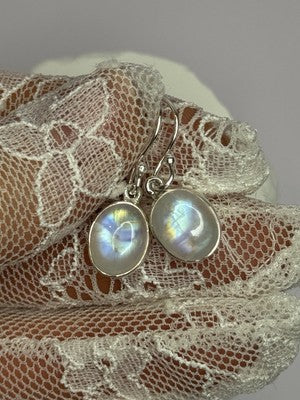 925 Sterling Silver Moonstone Earrings Length 1.1 Inch