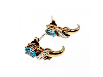 925 Sterling Silver Gold Plated Topaz Stud Earrings