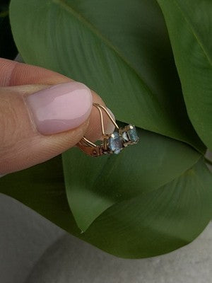 Beautiful 10K Yellow Gold Blue Topaz Leverback Earrings