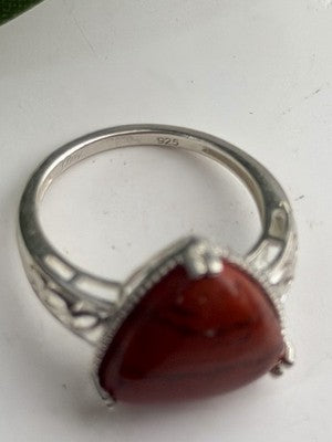 925 Sterling Silver Carnelian Ring Size 7