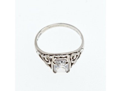 925 Sterling Silver White CZ Openwork Ring Size 9.5