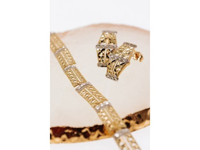 10K Yellow & White Gold "Openwork" Earrings Italy
