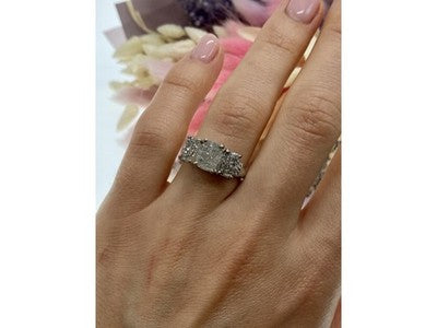 925 Sterling Silver Raw Uncut Diamonds Cluster Stones Set Ring Size 7