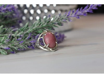 Vintage 925 Sterling Silver Rhodochrosite Ring Size 6.5
