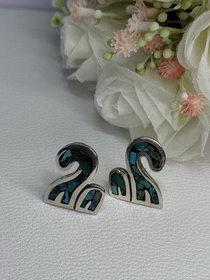 Vintage Taxco 925 Sterling Silver Turquoise Earrings Length 0.92 Inch