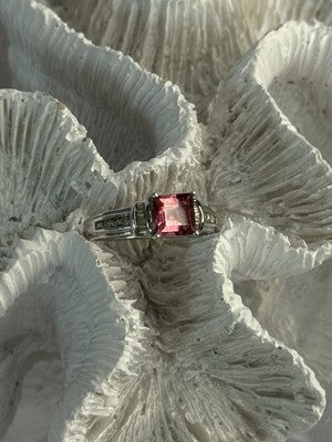 10K White Gold Spinel & Diamonds Ring Size 7