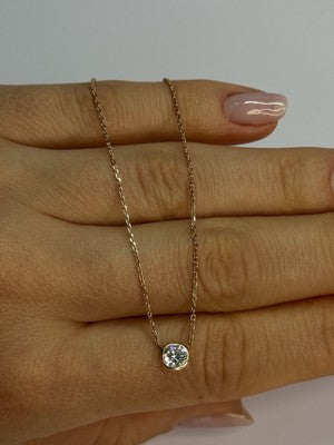 14K YELLOW GOLD DIAMOND 0.56 CARAT NECKLACE LENGTH 18 INCH