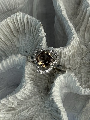 925 Sterling Silver Spinel & CZ Ring Size 7