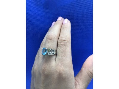 925 Sterling Silver Blue Spinel Ring Size 6.5