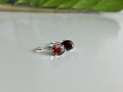 925 Sterling Silver Garnet Earrings