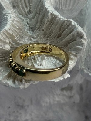 925 Sterling Silver Gold Plated Emerald Ring Size 8