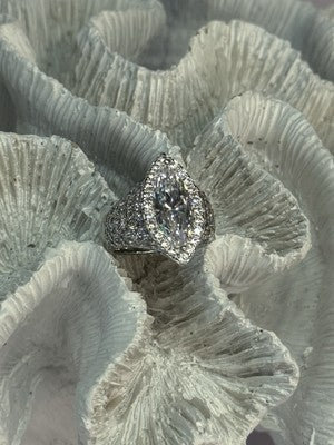 Shiny 925 Sterling Silver CZ Ring Size 6