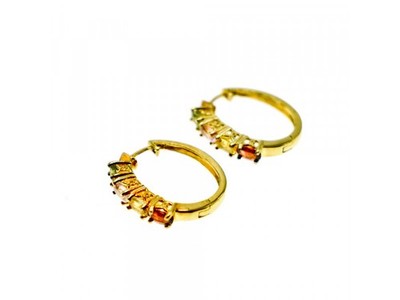 925 Sterling Silver Gold Plated Multi Gemstones Earrings
