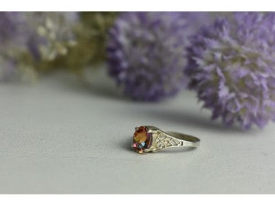 925 Sterling Silver Pink Spinel Ring Size 8