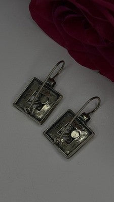 Vintage Israel Silpada 925 Sterling Silver Garnet Earrings