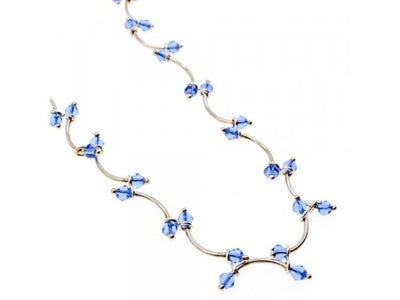 925 Sterling Silver Blue Jewelry glass in Italian style Necklace