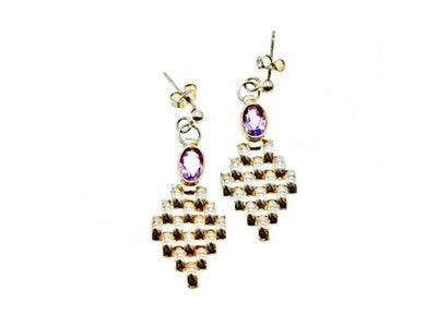 925 Sterling Silver Purple Tourmaline Stud Earrings