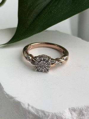925 Sterling Silver Rose Gold Plated  Diamond  0.07 ctw Ring Size 7