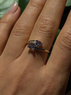 Elegant 14K Yellow Gold Tanzanite & Diamond Ring Size 8.5