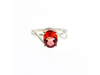 925 Sterling Silver Red Spinel Ring Size 7