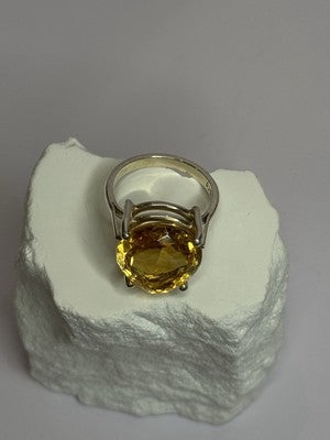 925 Sterling Silver Citrine Ring Size 7