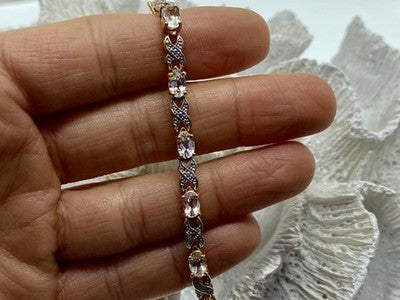 925 Sterling Silver Gold Plated Aquamarine Bracelet
