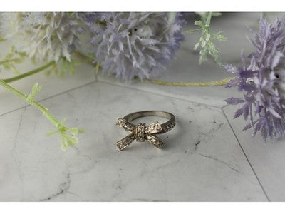 925 Sterling Silver White Beryl (Goshenite) "Bow" Ring Size 6.75