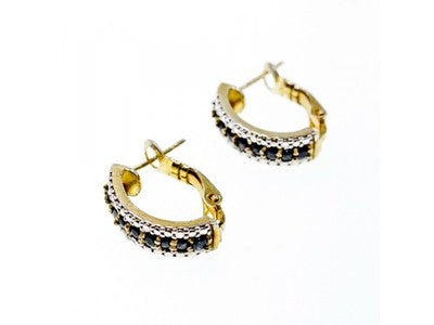 925 Sterling Silver Gold Plated Black Spinel Earrings