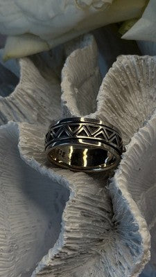 Spinner Wide Band Geometric Unisex 925 Sterling Silver Ring Size 11.5