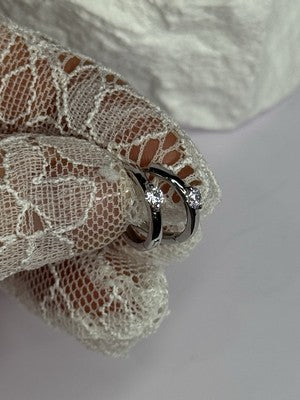 925 Sterling Silver Minimalist CZ Earrings Length 0.5 Inch
