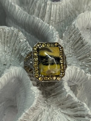 925 Sterling Silver Yashma Citrine & Beryl Ring Size 6