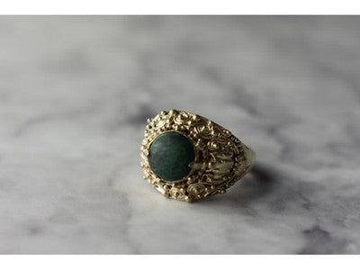 Vintage 925 Sterling Silver Malachite Ring Size 5.5