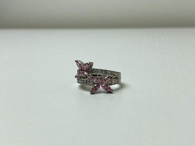 925 Sterling Silver CZ "Butterflies" Ring Size 6.5