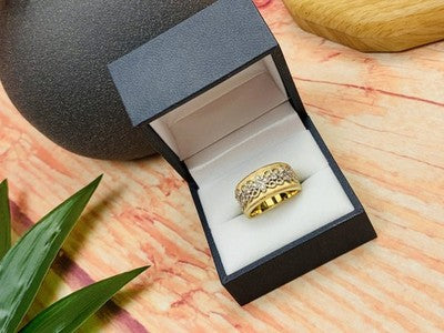 925 Sterling Silver Gold Plated CZ Ring Size 7