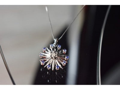 14K White Gold Sapphires & Diamond Chain With Pendant